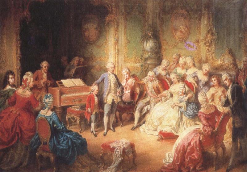 antonin dvorak the young mozart being presented by joseph ii to his wife, the empress maria theresa Sweden oil painting art